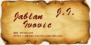 Jablan Ivović vizit kartica